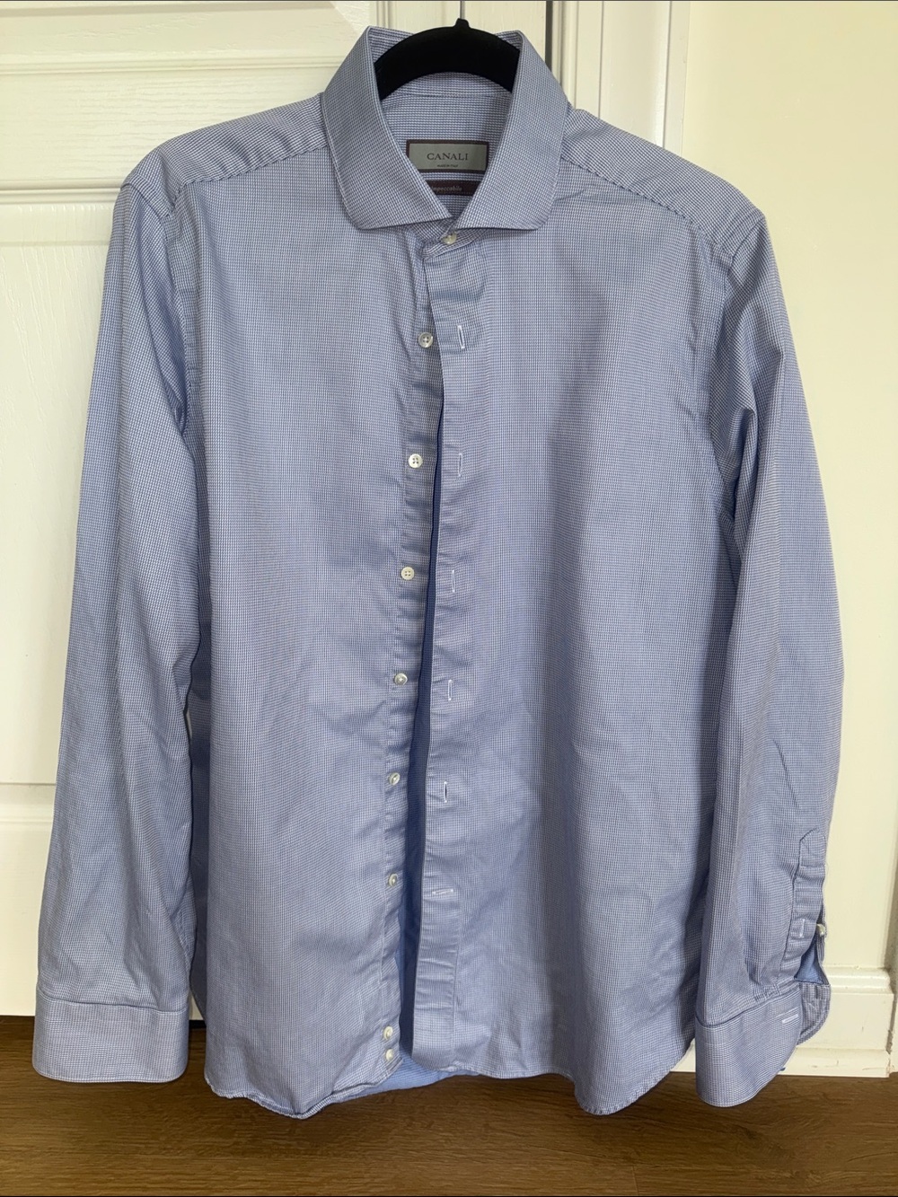 Canali Light Blue Micro-Pattern Dress Shirt